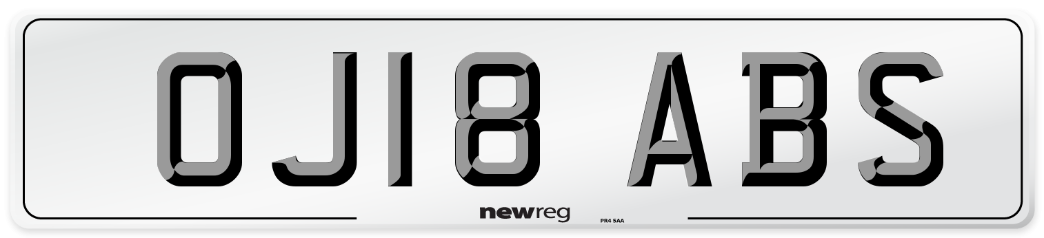 OJ18 ABS Number Plate from New Reg